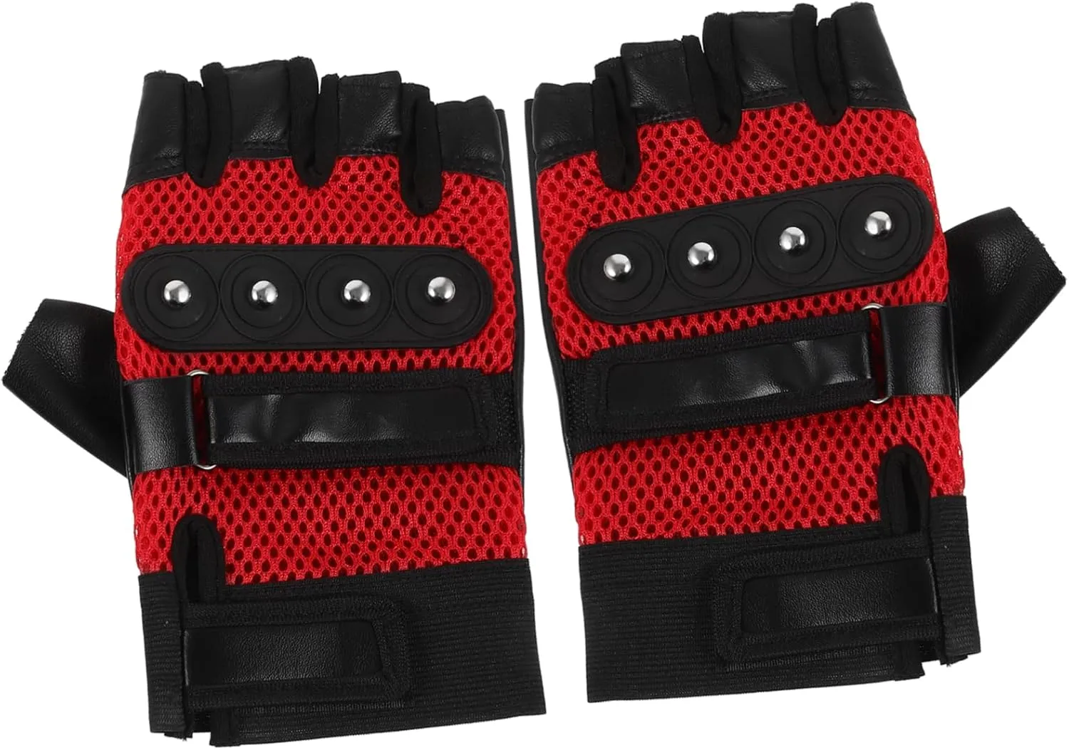 Alipis Cycling Gloves for Men Women Breathable Mesh Pu Leather Half-Finger Gloves for Mountain Biking