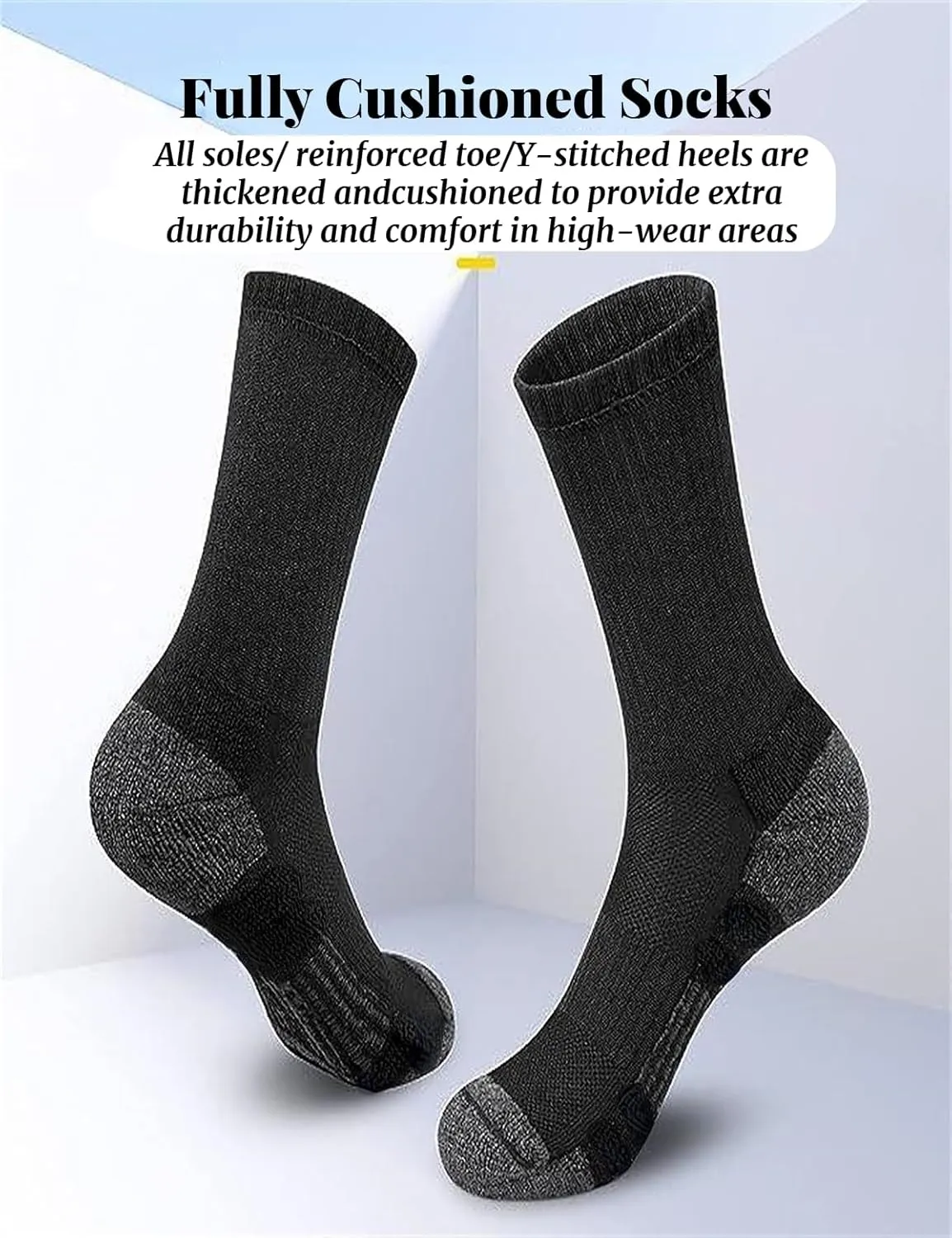 Athletic Socks Cushion Running Socks Crew Socks Outdoor Sports Socks Basketball Socks for Men Women 3-6 Pairs