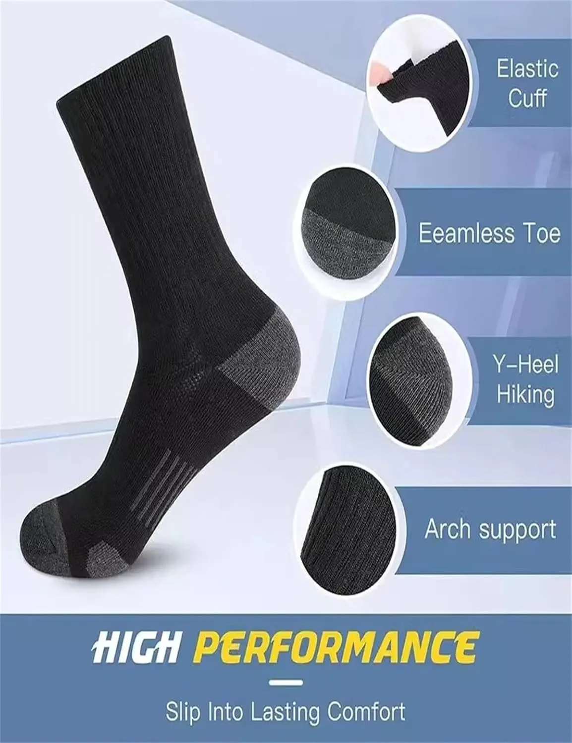 Athletic Socks Cushion Running Socks Crew Socks Outdoor Sports Socks Basketball Socks for Men Women 3-6 Pairs