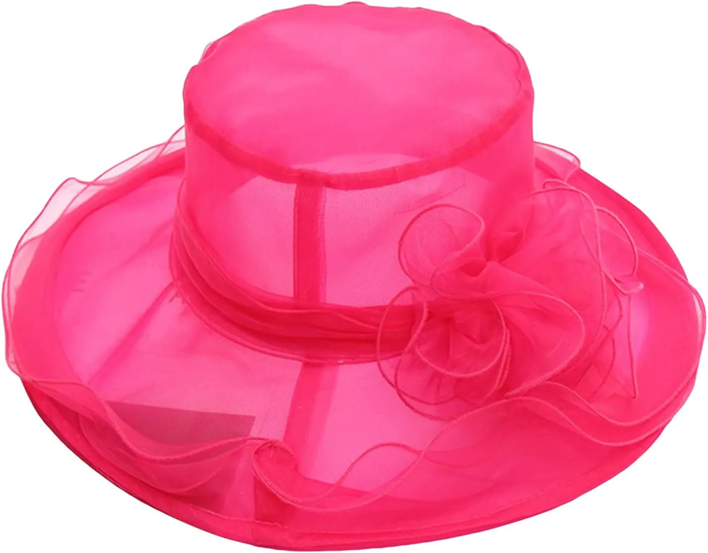 Awoscut Women's Elegant Flower Organza Sun Hat Breathable Summer Wide Brim Visor Caps for Seaside Beach Party Outdoor