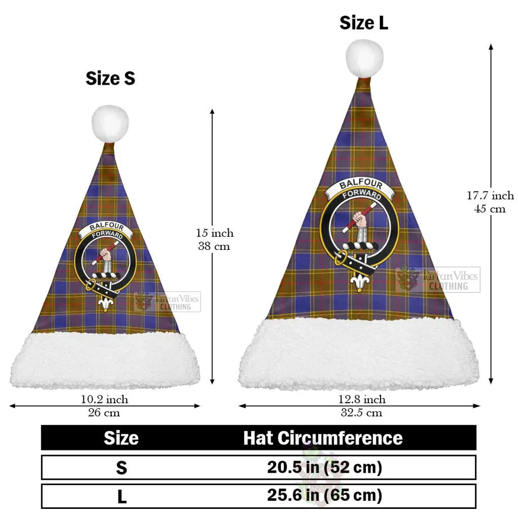Balfour Tartan Christmas Santa Hats with Family Crest