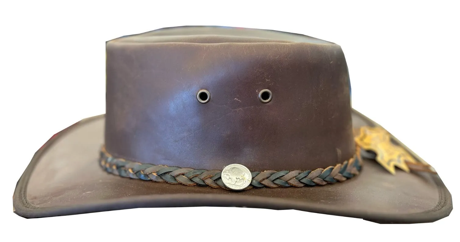Brown Leather Cowboy Hat