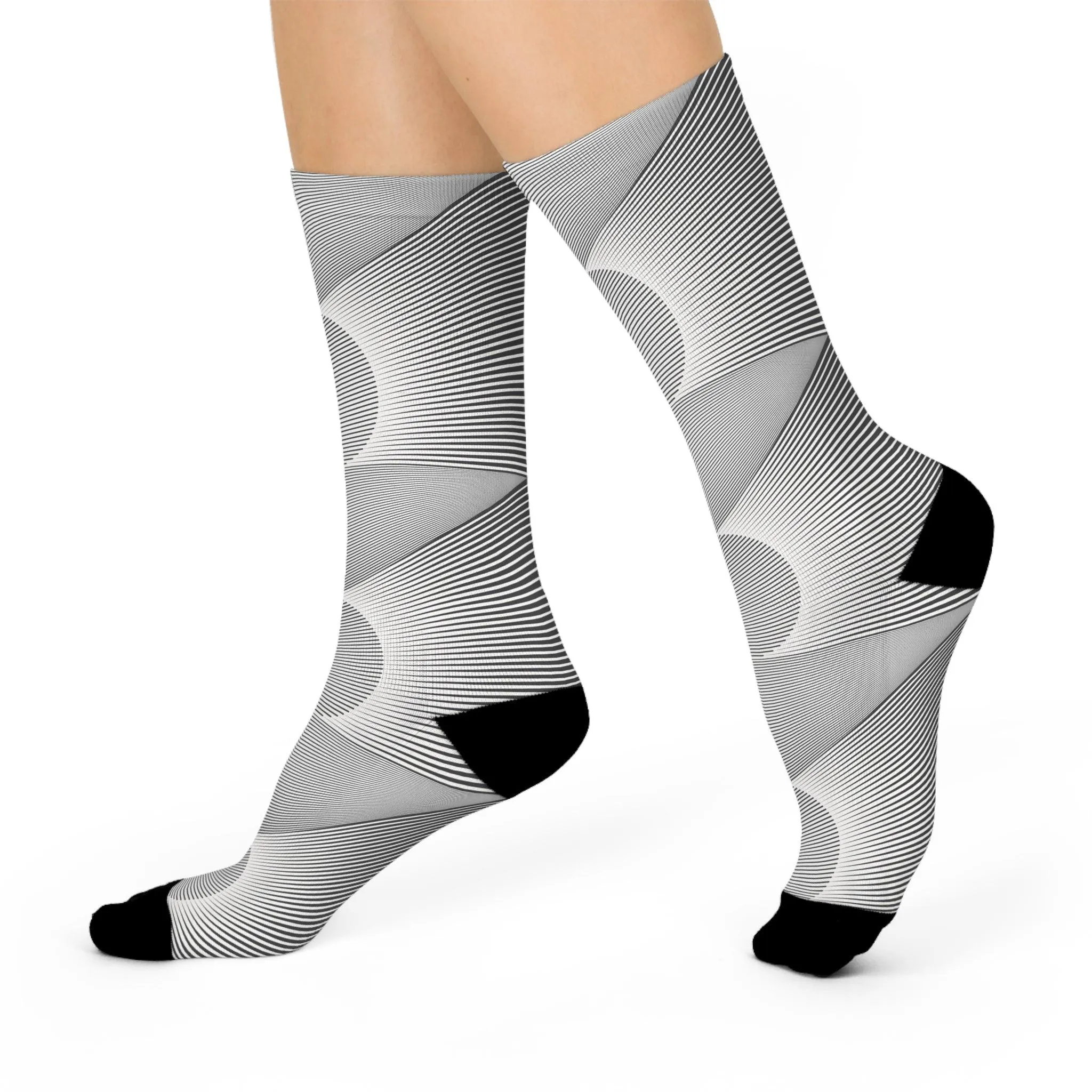 Chic Geometric Patterned Crew Socks - Stylish Comfort for Every Occasion