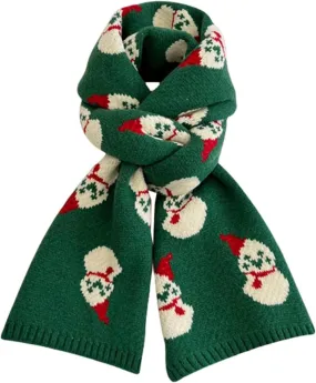 Christmas Snowman Scarf for Women Winter Scarf Fashion Long Shawls and Wraps, Cashmere Feel Blanket Pashmina Scarves Green