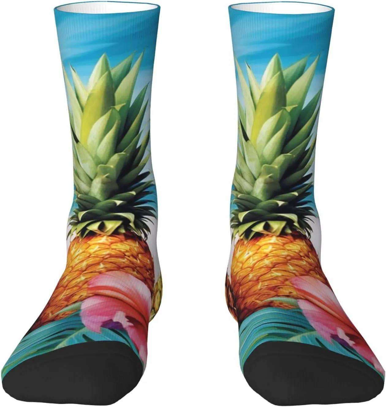 Crew Athletic Socks Moisture-Wicking Running Sock Summer Pineapples Casual Calf Socks for Men Women