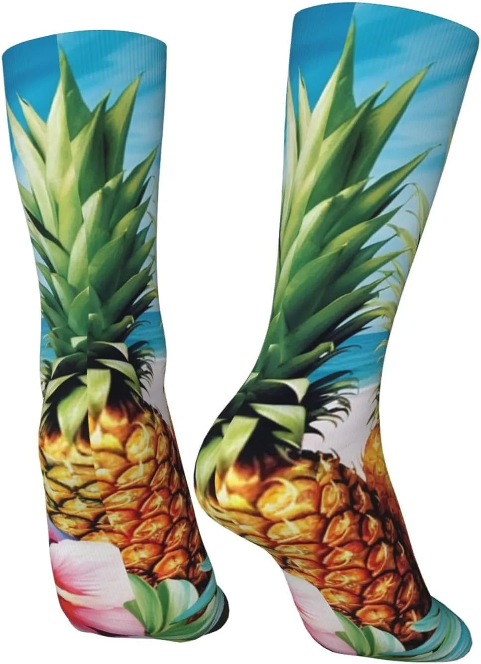 Crew Athletic Socks Moisture-Wicking Running Sock Summer Pineapples Casual Calf Socks for Men Women