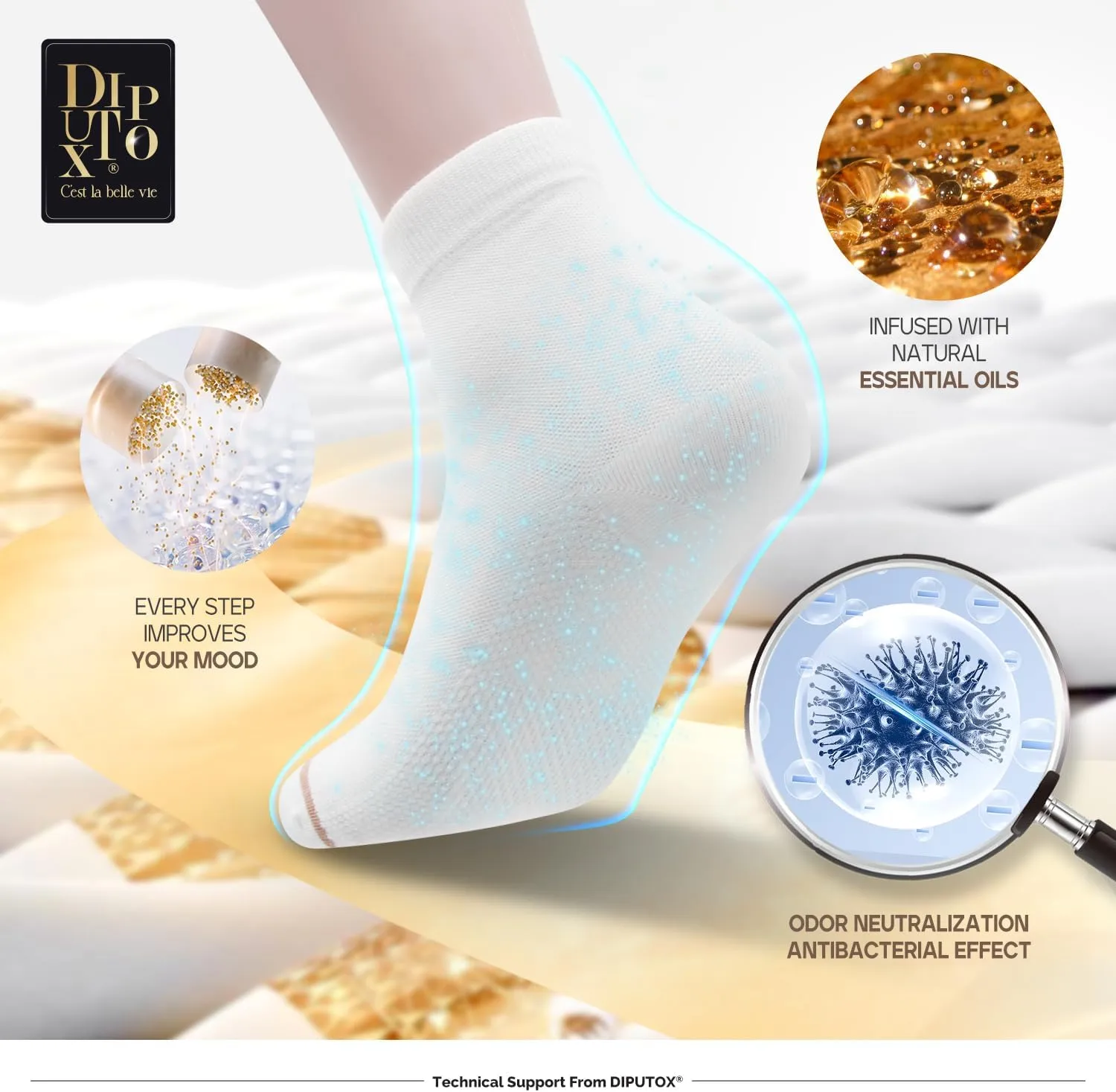 Crew Cotton Socks for Men & Women, Athletic Ankle Socks with Arch Support, Aromatic Scent, Ideal for Hiking & Running
