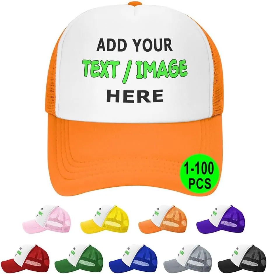 Custom Hats for Men Women, Add Your Text/Image/Photo Personalized Wholesale Price Baseball Cap Trucker Hat