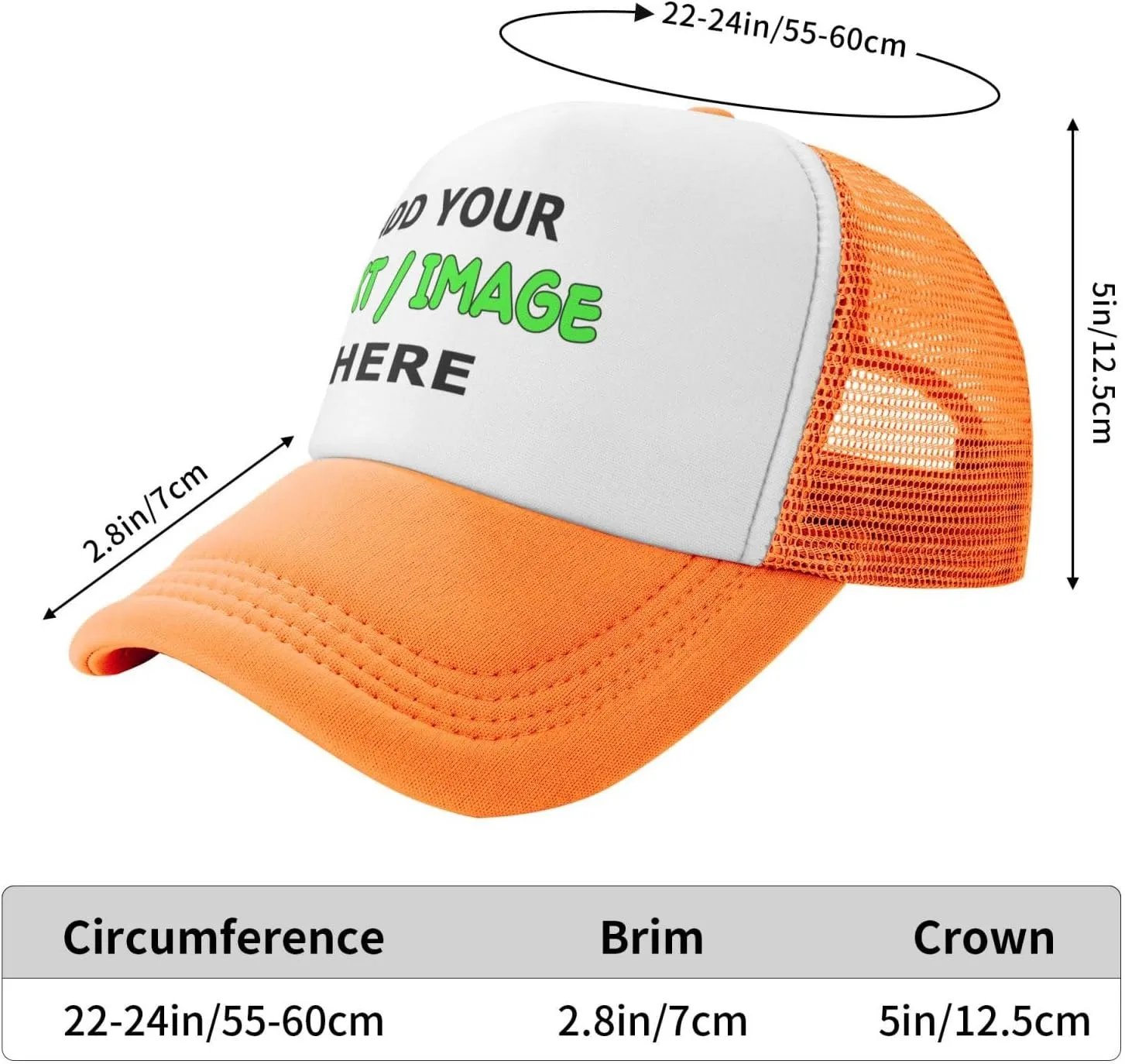 Custom Hats for Men Women, Add Your Text/Image/Photo Personalized Wholesale Price Baseball Cap Trucker Hat