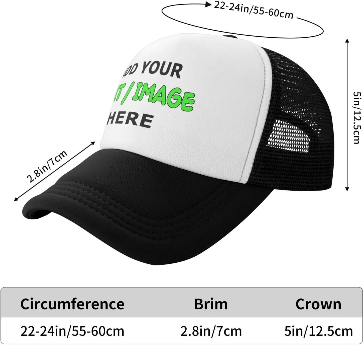 Custom Hats for Men Women, Add Your Text/Image/Photo Personalized Wholesale Price Baseball Cap Trucker Hat