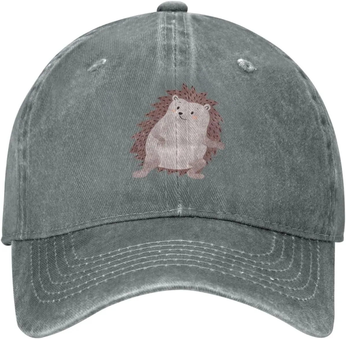Cute Hedgehog Distressed Adjustable Washed Denim Mens Dad Trucker Hat Baseball Ball Cap for Men