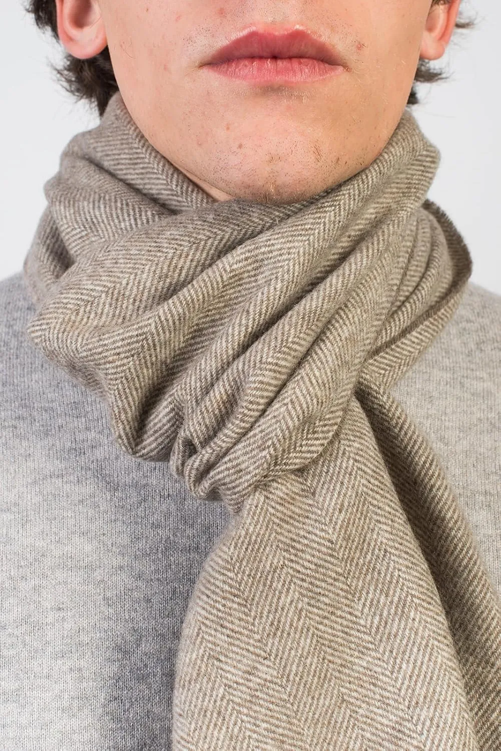 Dalle Piane Cashmere - Herringbone Wool and Cashmere Scarf, Made in Italy - Men