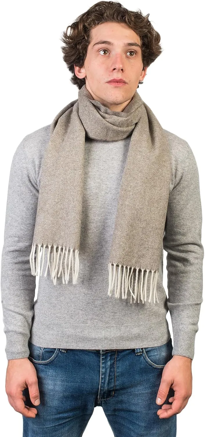 Dalle Piane Cashmere - Herringbone Wool and Cashmere Scarf, Made in Italy - Men