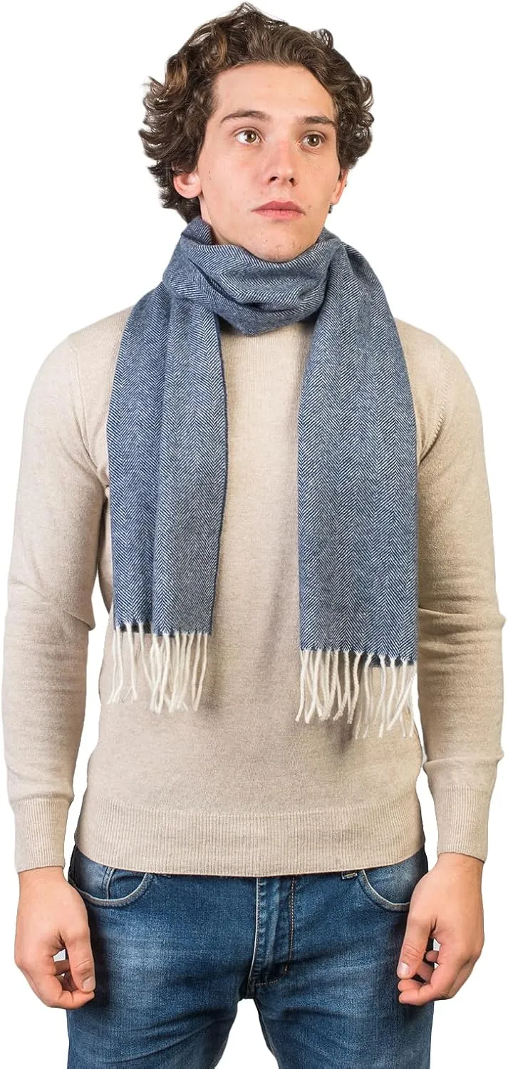 Dalle Piane Cashmere - Herringbone Wool and Cashmere Scarf, Made in Italy - Men