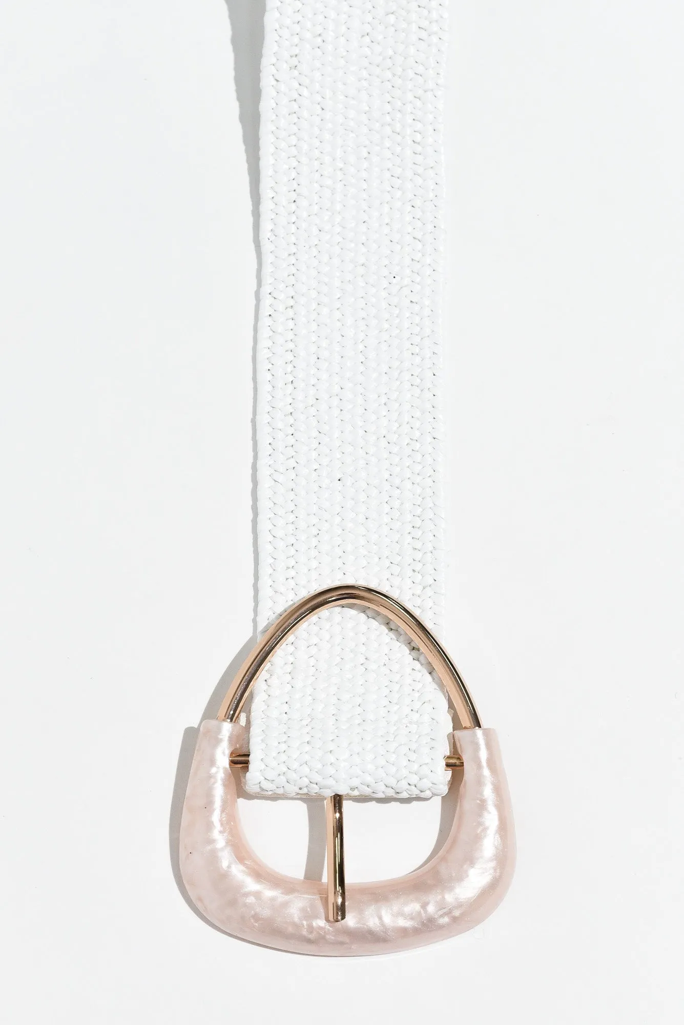 Define White Resin Buckle Woven Belt