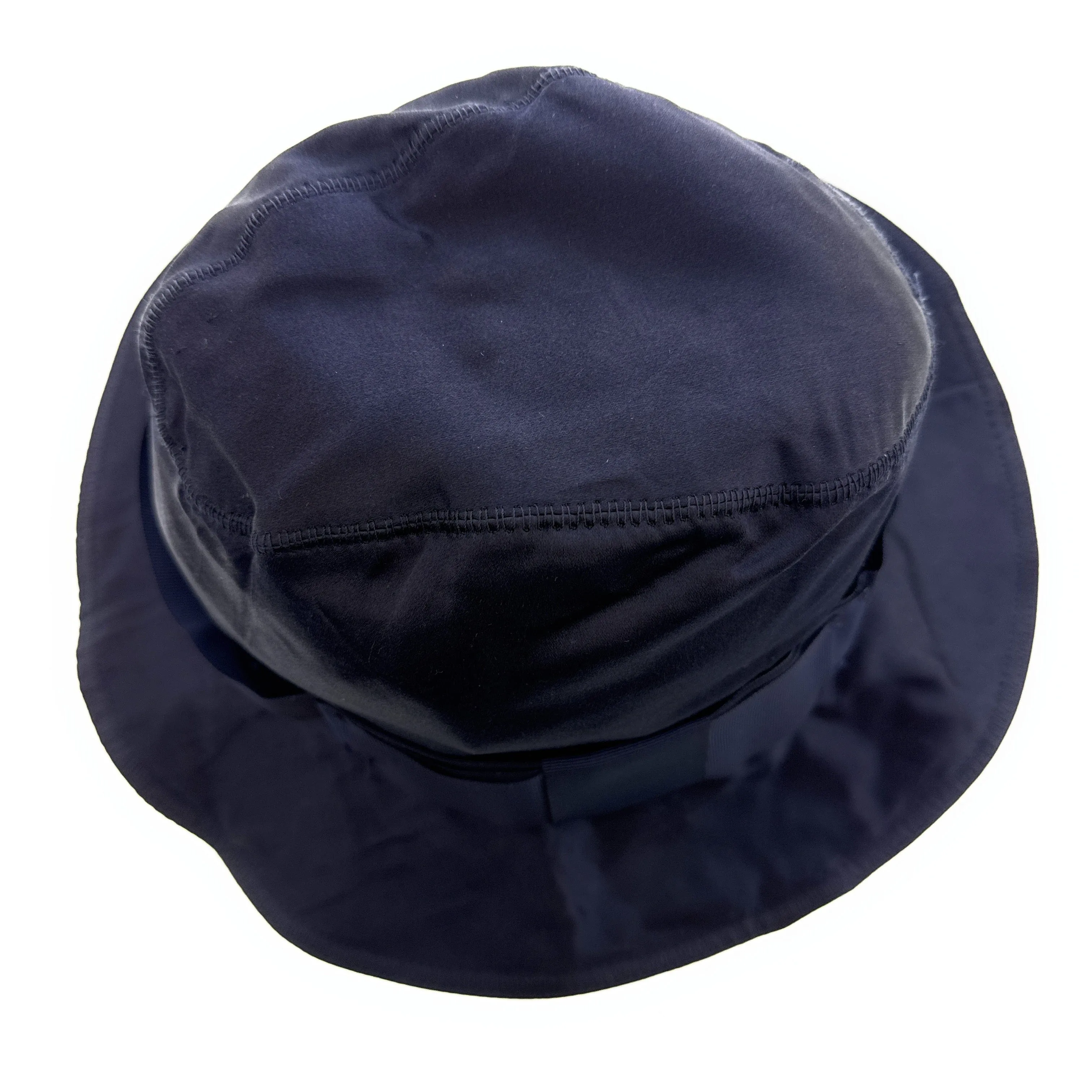 Dolce & Gabbana Navy Blue Silk Bucket Hat with Bow Band-Adult M