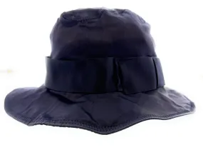 Dolce & Gabbana Navy Blue Silk Bucket Hat with Bow Band-Adult M