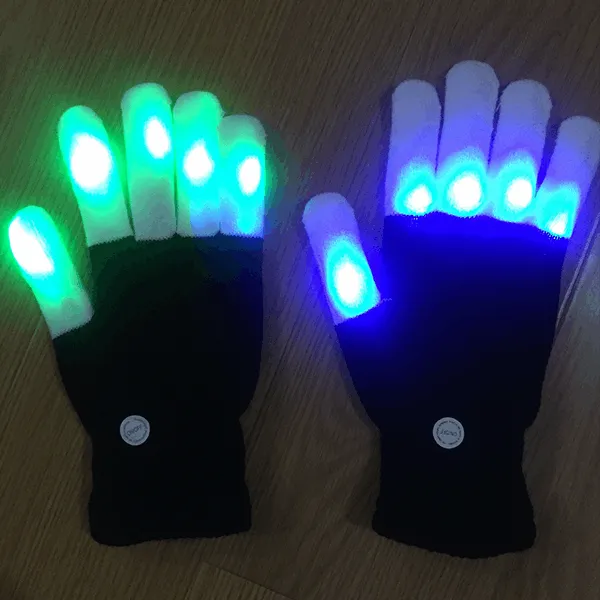 Full Finger LED Rave Gloves - Two Pack Discount