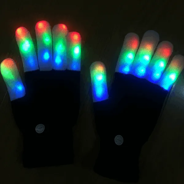 Full Finger LED Rave Gloves - Two Pack Discount