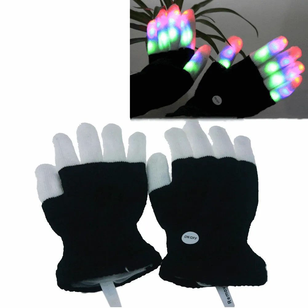 Full Finger LED Rave Gloves - Two Pack Discount