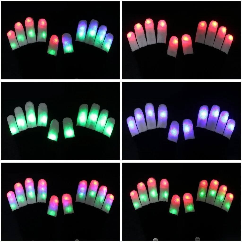 Full Finger LED Rave Gloves - Two Pack Discount