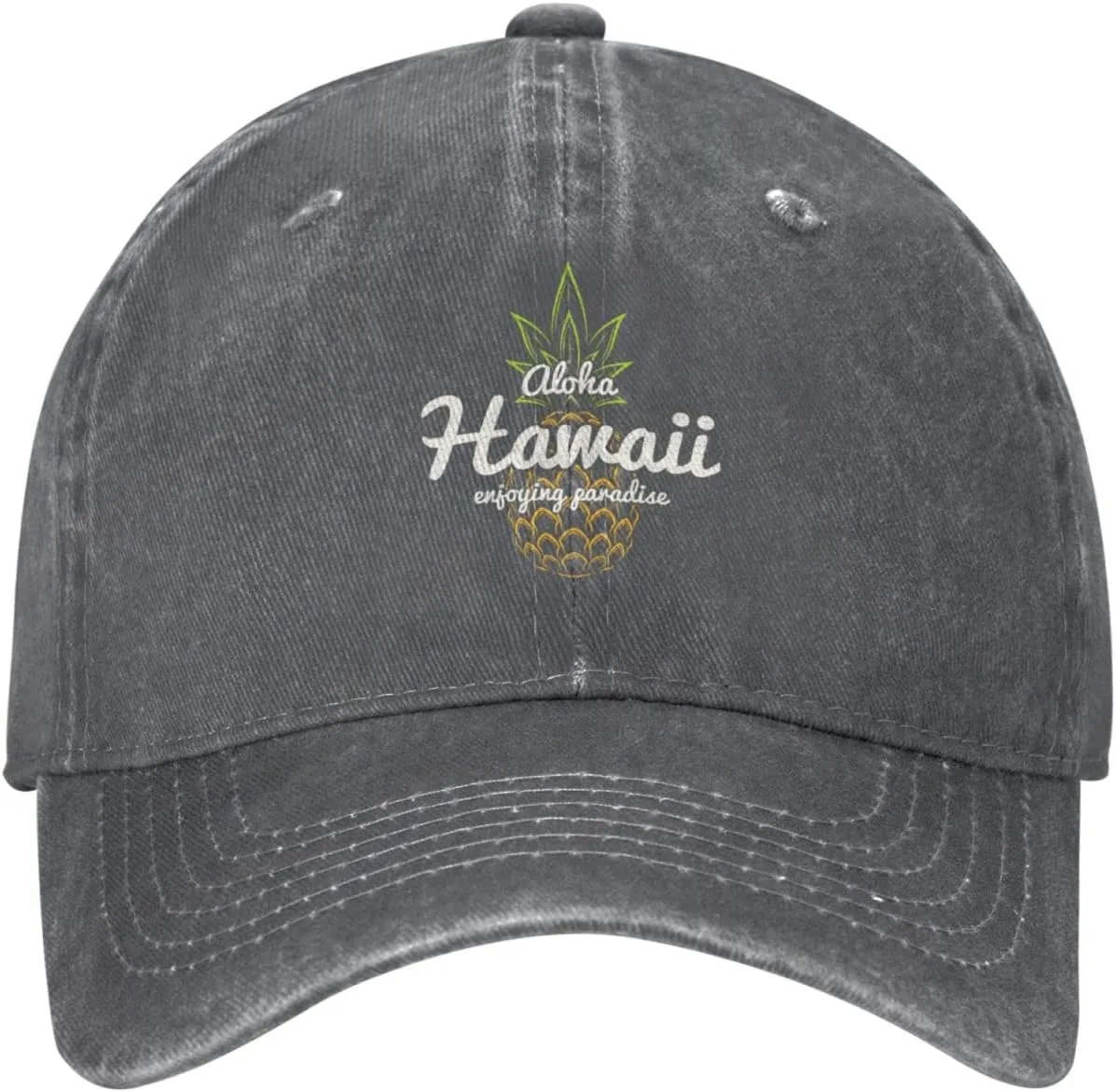 Funny Pineapple Hawaii Vintage Distressed Adjustable Washed Denim Mens Dad Trucker Hat Baseball Ball Cap for Men