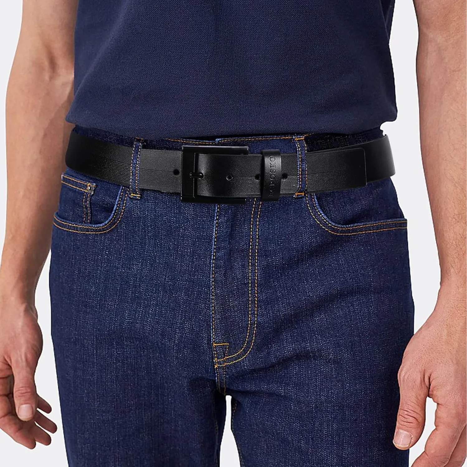Genuine Leather Dress Belts For Men, Men Belts for Jeans Casual Dress Work Business with Metal Buckle