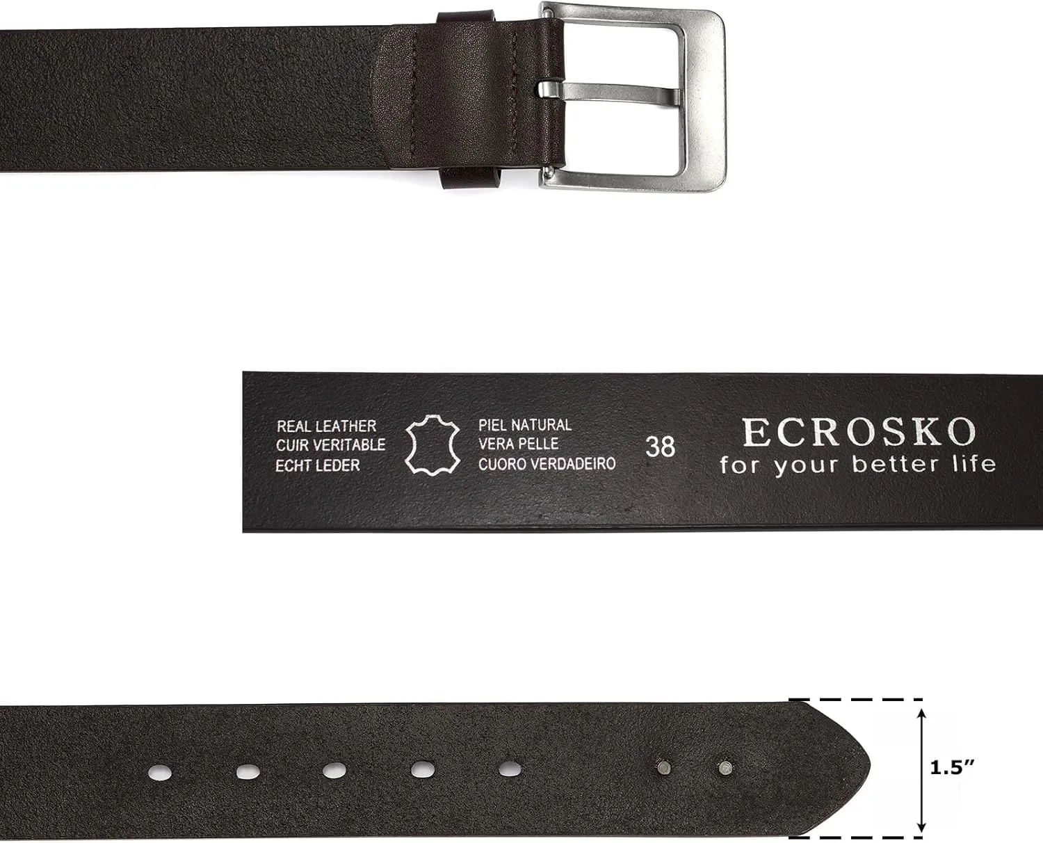 Genuine Leather Dress Belts For Men, Men Belts for Jeans Casual Dress Work Business with Metal Buckle