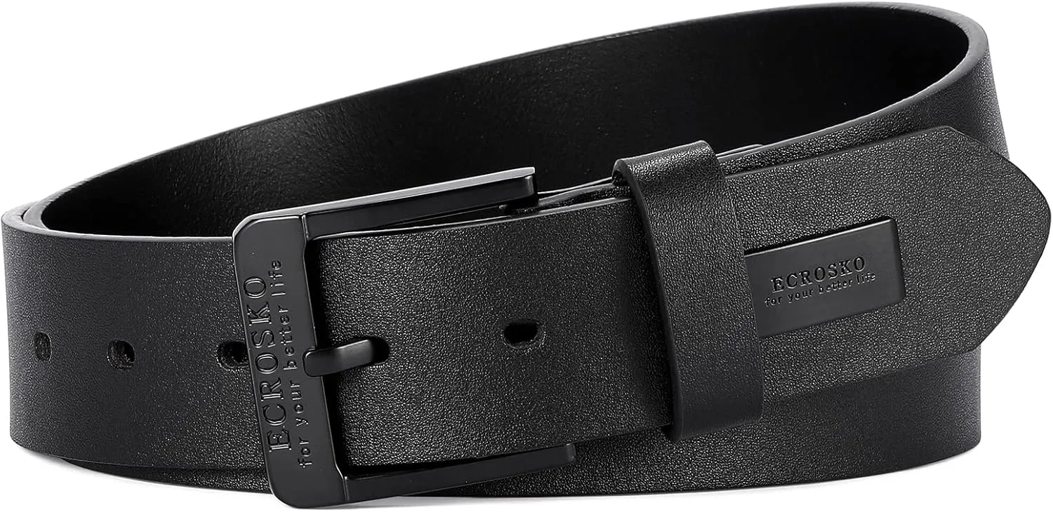 Genuine Leather Dress Belts For Men, Men Belts for Jeans Casual Dress Work Business with Metal Buckle