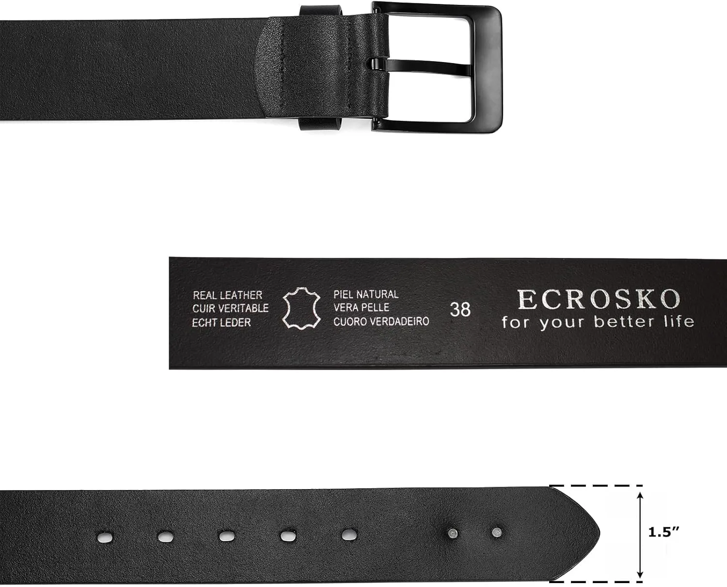Genuine Leather Dress Belts For Men, Men Belts for Jeans Casual Dress Work Business with Metal Buckle