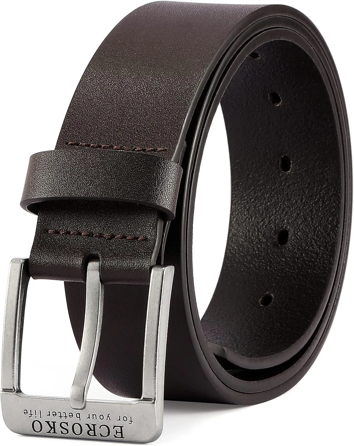 Genuine Leather Dress Belts For Men, Men Belts for Jeans Casual Dress Work Business with Metal Buckle