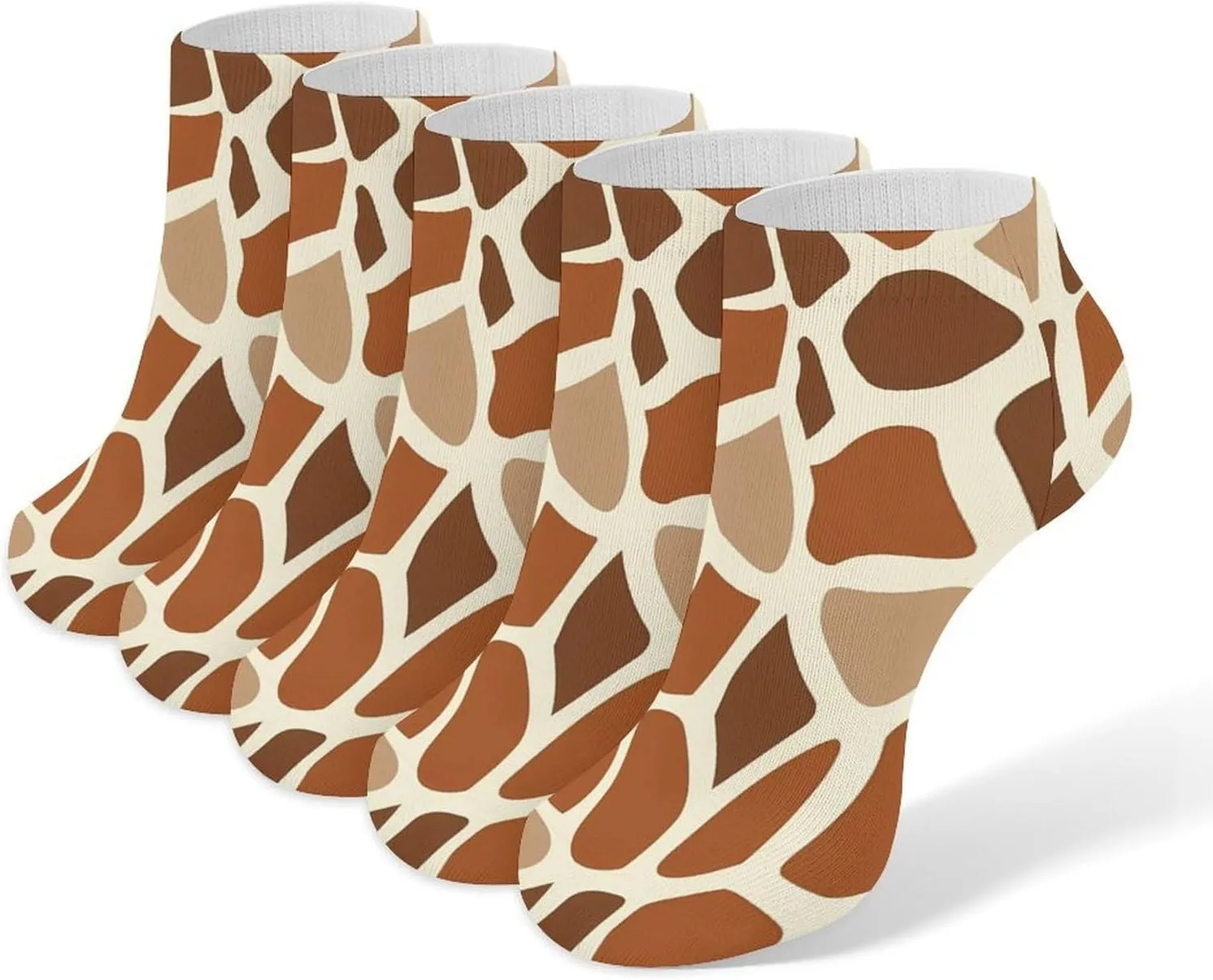 Giraffe Skin Pattern 5 Pairs Ankle Socks Low-Cut Non Slip Athletic Running Flat Sock for Men And Women