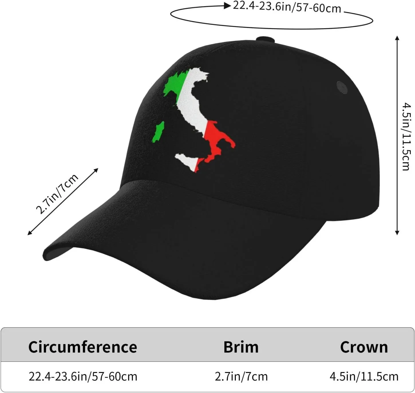 Italian Flag Baseball Cap for Men Women Italy Flag Hats Fashion Sun Cap Packable Outdoor Baseball Hat