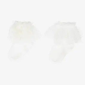 Ivory Flower and Lace Socks