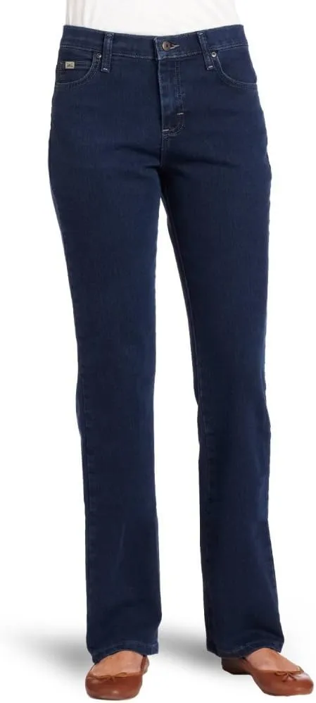 LEE Women's Relaxed Fit Straight Leg Jean, Premium Dark, 14 Long