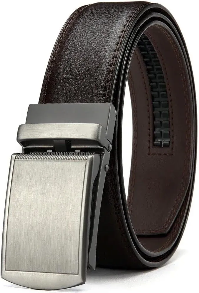 Men Genuine Leather Belt Metal Automatic Buckle Ratchet Belts for Jeans Leather Strap Belts for Men Pants Waistband