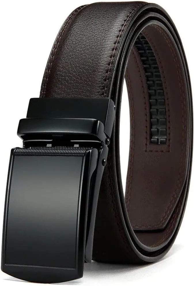 Men Genuine Leather Belt Metal Automatic Buckle Ratchet Belts for Jeans Leather Strap Belts for Men Pants Waistband