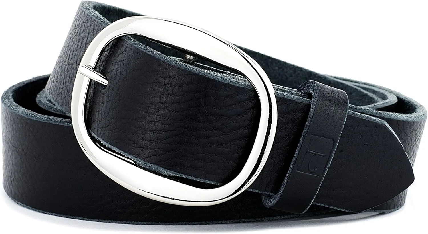 Mens Black Leather Belt Soft handmade in America with genuine premium grade leather. 1.5 inch wide 40 inch waist with Oval Nickle Plated Buckle