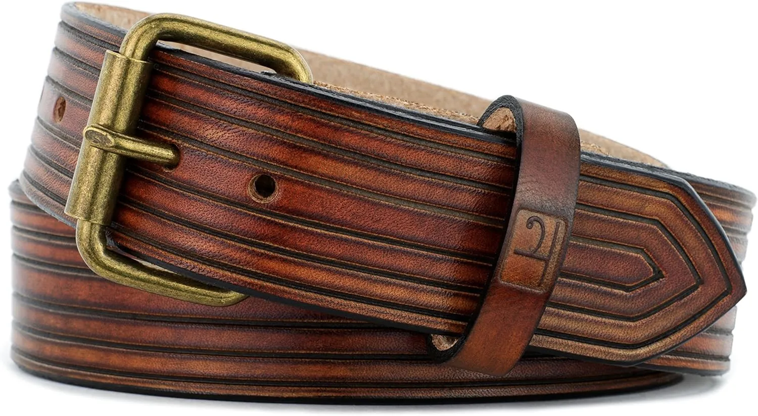 Mens Brown Leather Belt Soft handmade in America with genuine premium grade leather. 1.5 inch wide 25 inch waist with Roller Brass Buckle
