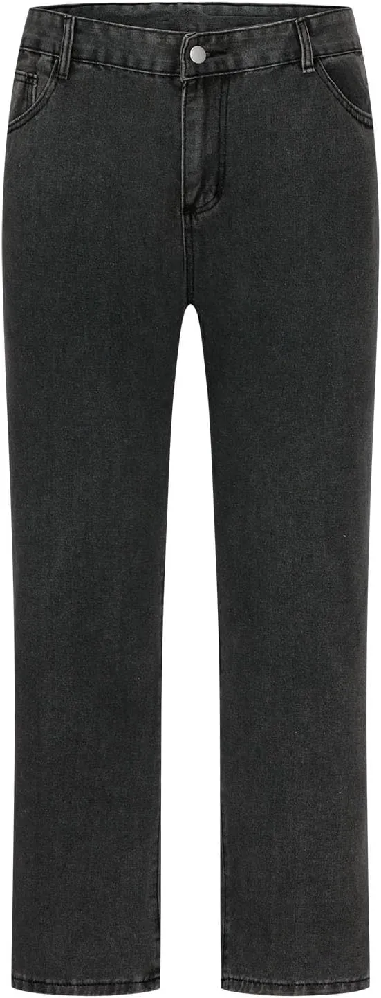 Men's Classic Relaxed Fit Comfort Flex Waist Jeans Casual Straight Leg Denim Pants Fashion Stretch Trousers w/Pockets