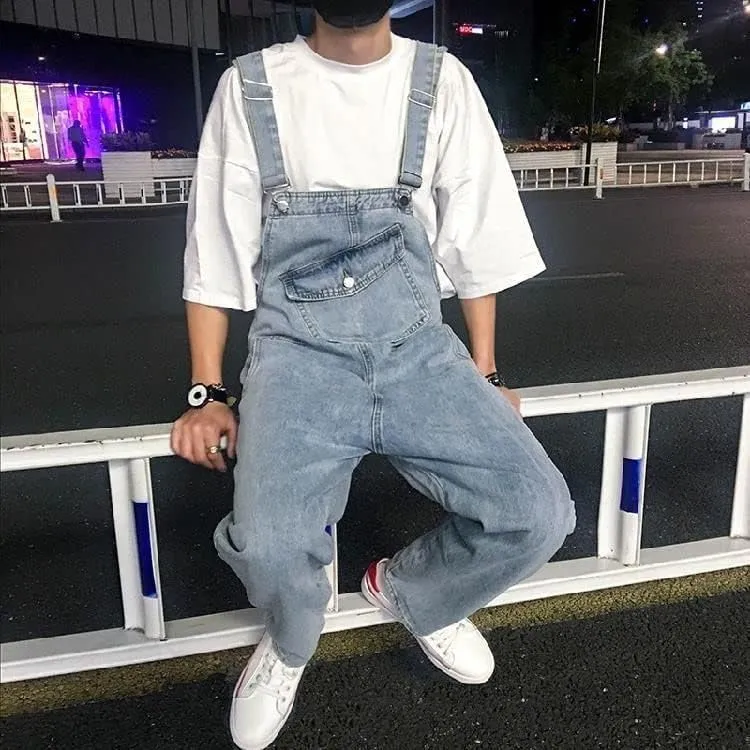 Men's Distressed Jean Shorts Denim Premium Insulated Duck Relaxed Fit Duck Bib Overall Casual Jeans