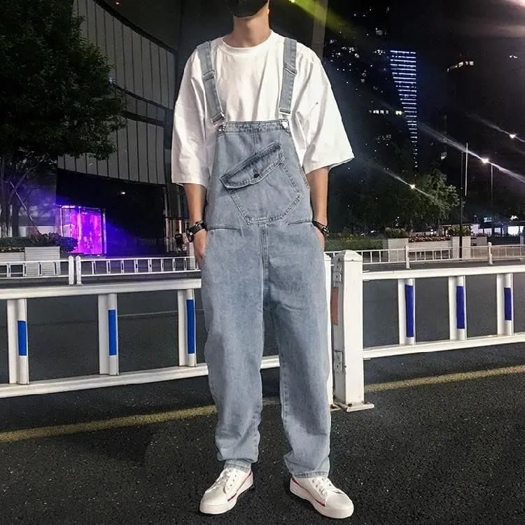 Men's Distressed Jean Shorts Denim Premium Insulated Duck Relaxed Fit Duck Bib Overall Casual Jeans