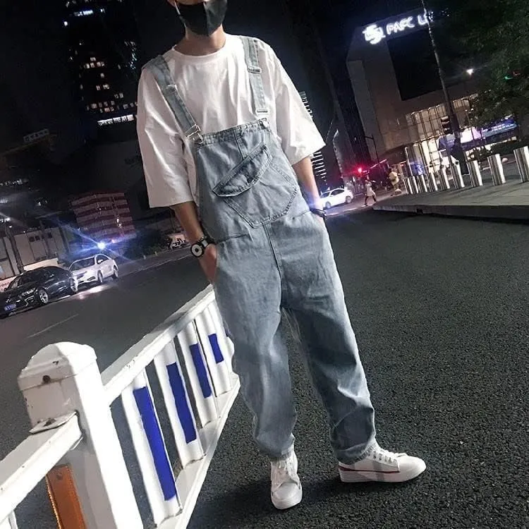Men's Distressed Jean Shorts Denim Premium Insulated Duck Relaxed Fit Duck Bib Overall Casual Jeans