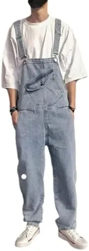Men's Distressed Jean Shorts Denim Premium Insulated Duck Relaxed Fit Duck Bib Overall Casual Jeans