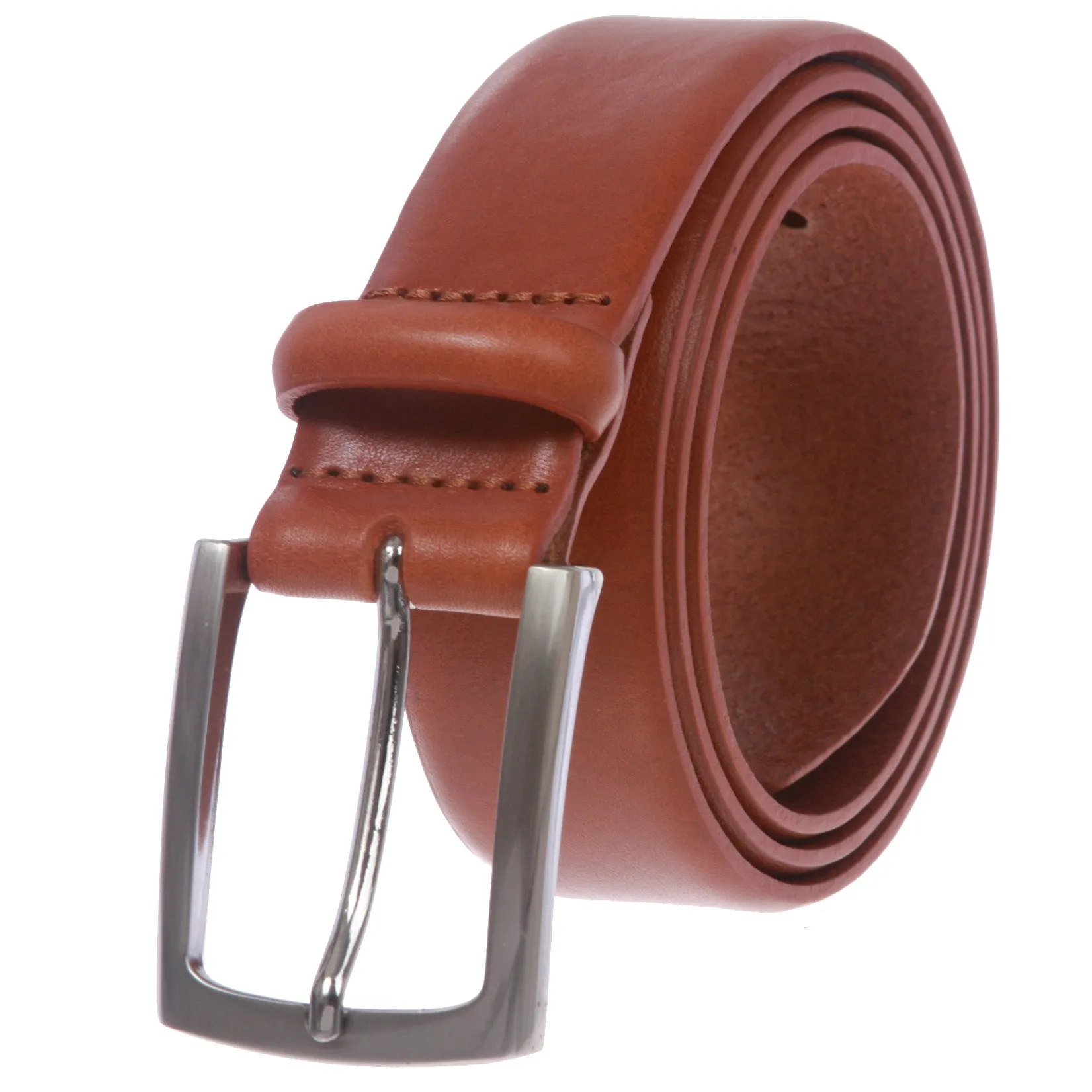 Men's Feather Edged Italian Leather Dress Belt