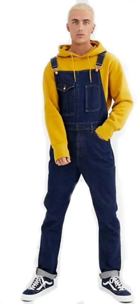 Men's Jumpsuit Fashion Jeans Relaxed Fit Stretch Wash Zipper Fly Denim Bib Overalls