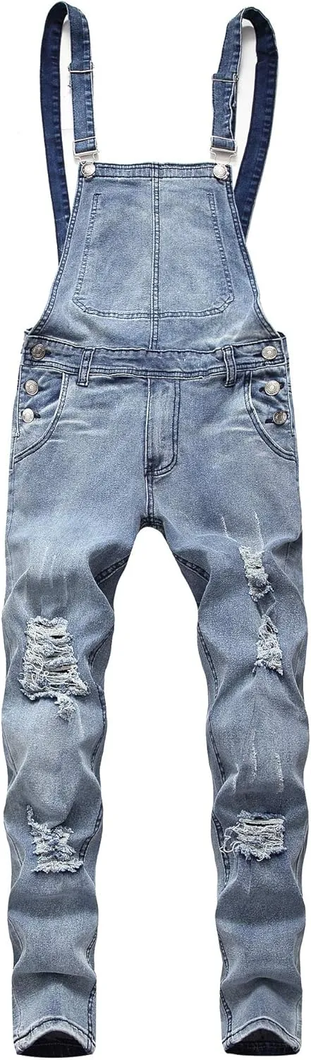 Men's Relaxed Jumpsuit Liberty Rigid Denim Work Denim Zip Fly Loose Fit Firm Duck Insulated Bib Overall