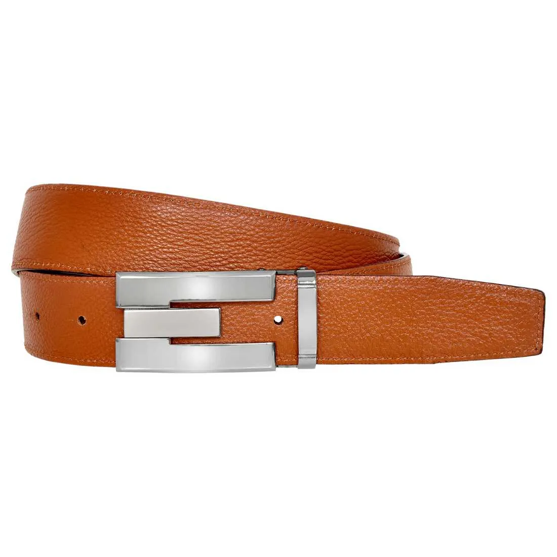 OHM New York Grained Soft Leather Perimeter Stitched Handmade Reversible Belts