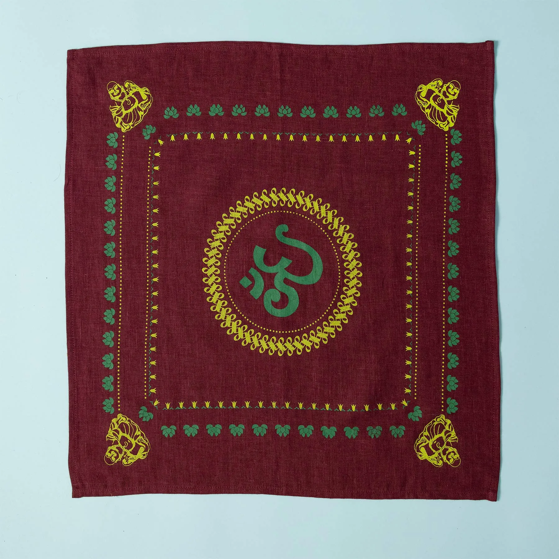 Organic Hemp Bandana - Buddha Om Design (22 x 22)