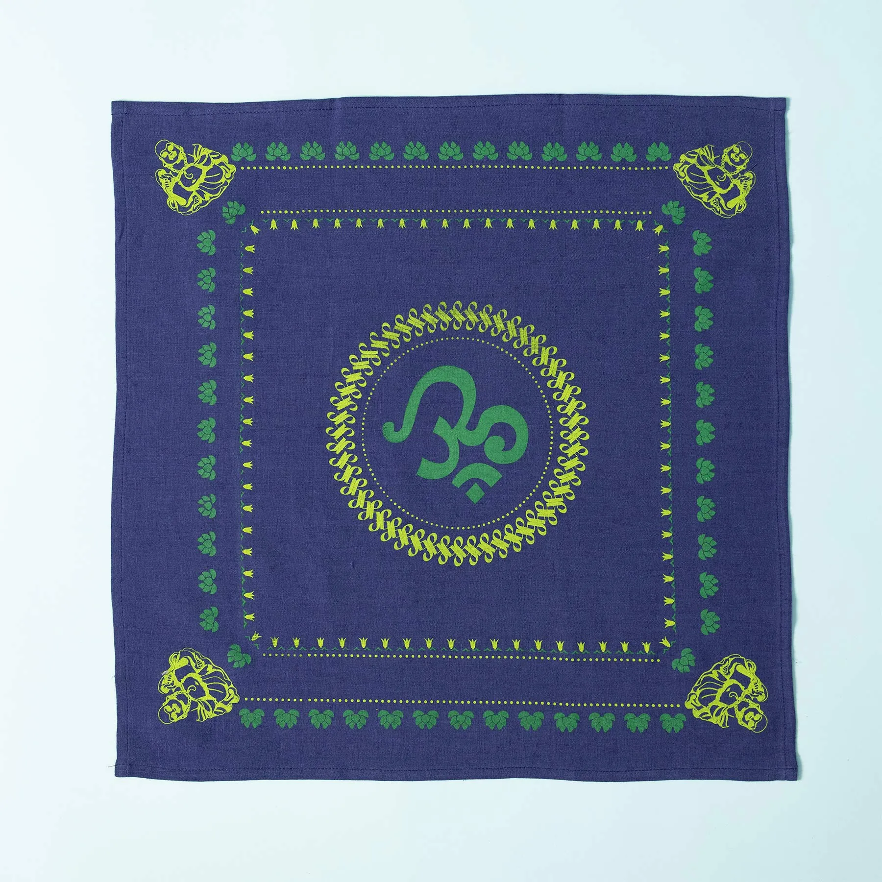 Organic Hemp Bandana - Buddha Om Design (22 x 22)